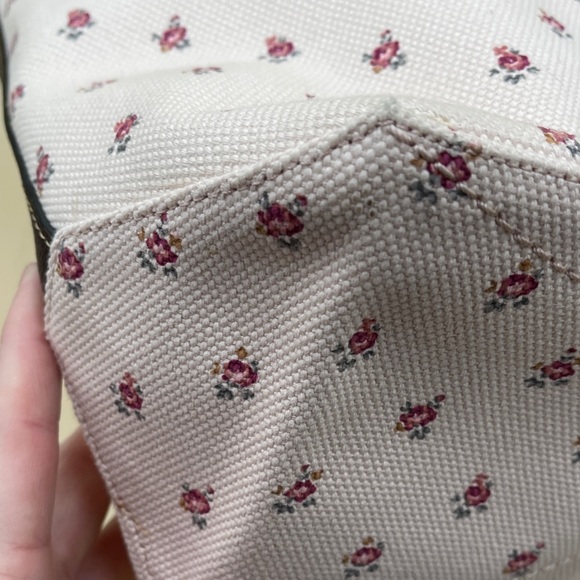 COACH Pink Floral Star Canvas Tote with Purple - Picture 6 of 12